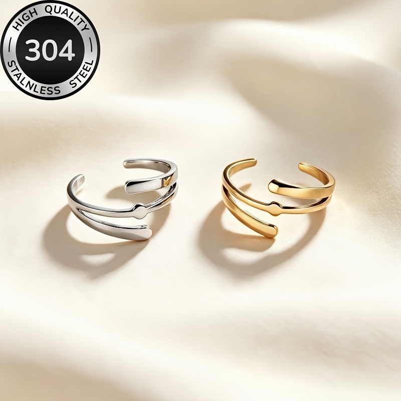 3pcs Geometric Hollow Open Rings Set for Women, Minimalist Slim Design
